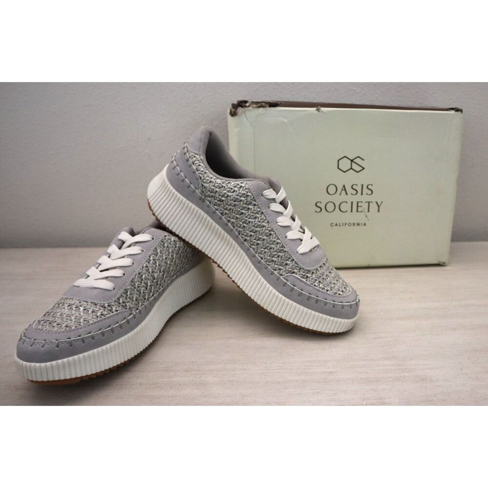 Oasis Society Women's Sz 8 Gray Whipstitch Design The Parma Low-Top Sneakers